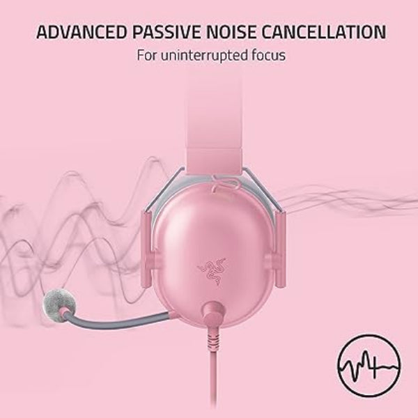 Razer BlackShark V2 X Gaming Headset: 7.1 Surround Sound - 50mm Drivers - Memory Foam Cushion - for PC, PS4, PS5, Switch, Xbox One, Xbox Series X|S, Mobile - 3.5mm Audio Jack – Quartz Pink