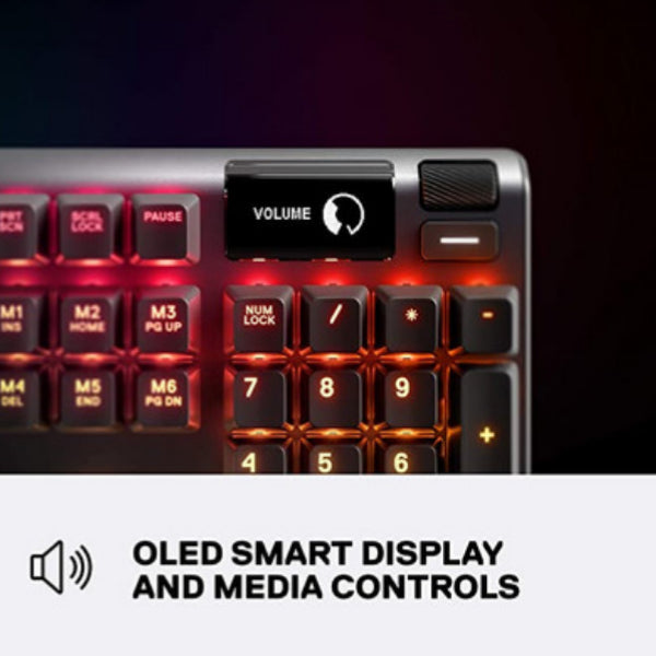 SteelSeries Apex 5 Hybrid Mechanical Gaming Keyboard , Per-Key RGB Illumination ,Aircraft Grade Aluminum Alloy Frame ,OLED Smart Display (Hybrid Blue Switch)