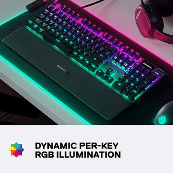 SteelSeries Apex 5 Hybrid Mechanical Gaming Keyboard , Per-Key RGB Illumination ,Aircraft Grade Aluminum Alloy Frame ,OLED Smart Display (Hybrid Blue Switch)