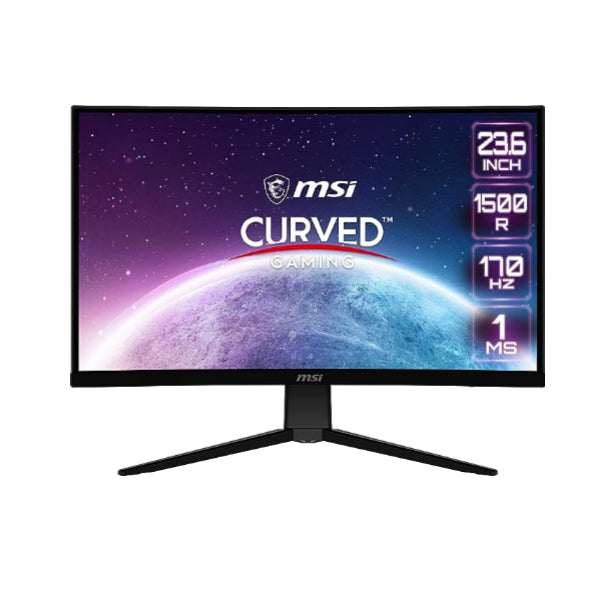 MSI G242C, 24" Curved Gaming Monitor, 1920 x 1080 (FHD), VA, 1 ms, 170 Hz, FreeSync Premium, HDMI, DP Port, Tilt,Black