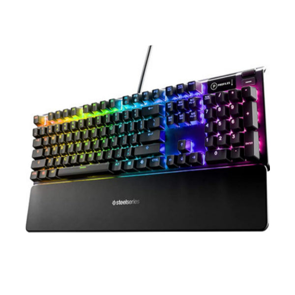 SteelSeries Apex 5 Hybrid Mechanical Gaming Keyboard , Per-Key RGB Illumination ,Aircraft Grade Aluminum Alloy Frame ,OLED Smart Display (Hybrid Blue Switch)
