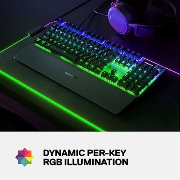 SteelSeries Apex Pro Mechanical Gaming Keyboard, Adjustable Actuation Switches, OLED Smart Display, RGB Backlit - Black