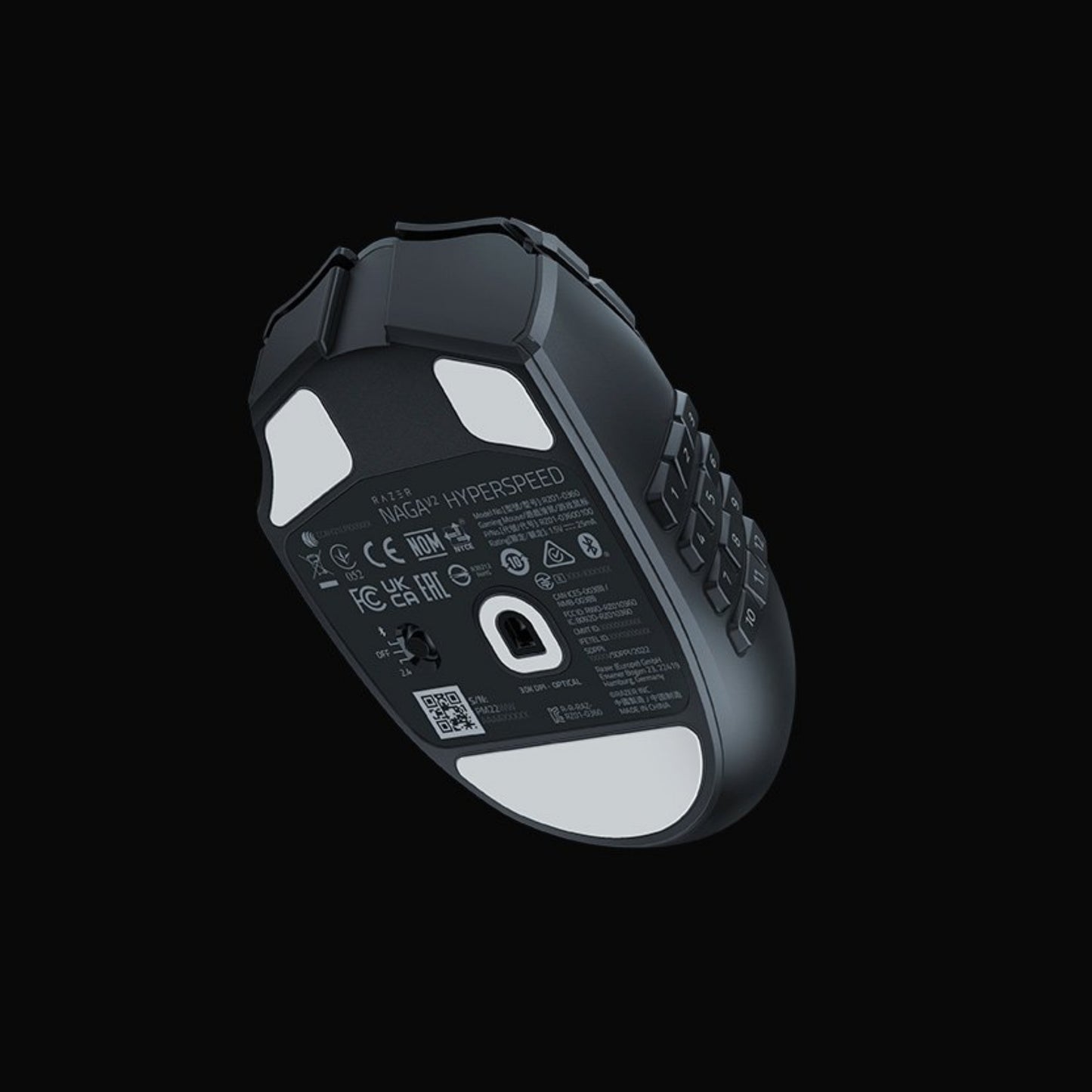 Razer Naga V2 HyperSpeed Ergonomic Wireless MMO Gaming Mouse with 19 Programmable Buttons