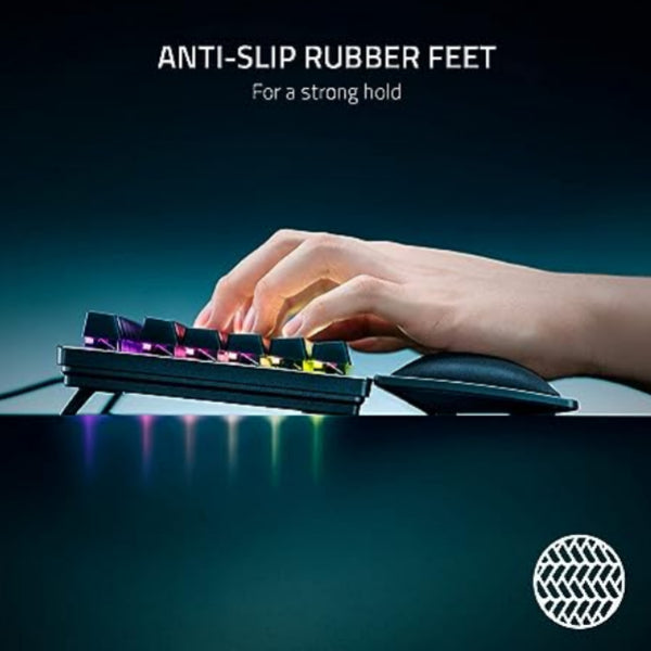 Razer Ergonomic Wrist Rest for Mini Keyboards: Plush Leatherette Memory Foam Cushion - Anti-Slip Rubber Feet