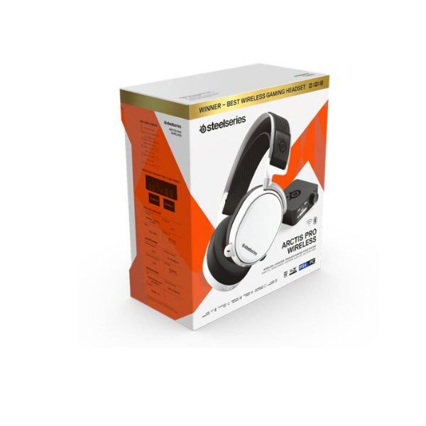 SteelSeries Arctis Pro Wireless Lossless High Fidelity Wireless Gaming Headset + Bluetooth For PS4 And PC - White