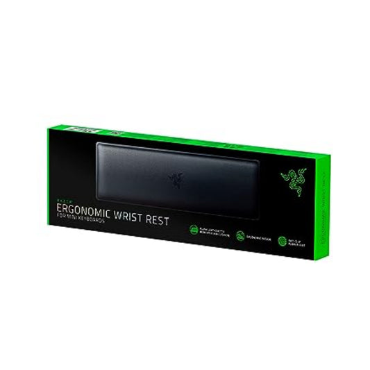Razer Ergonomic Wrist Rest for Mini Keyboards: Plush Leatherette Memory Foam Cushion - Anti-Slip Rubber Feet