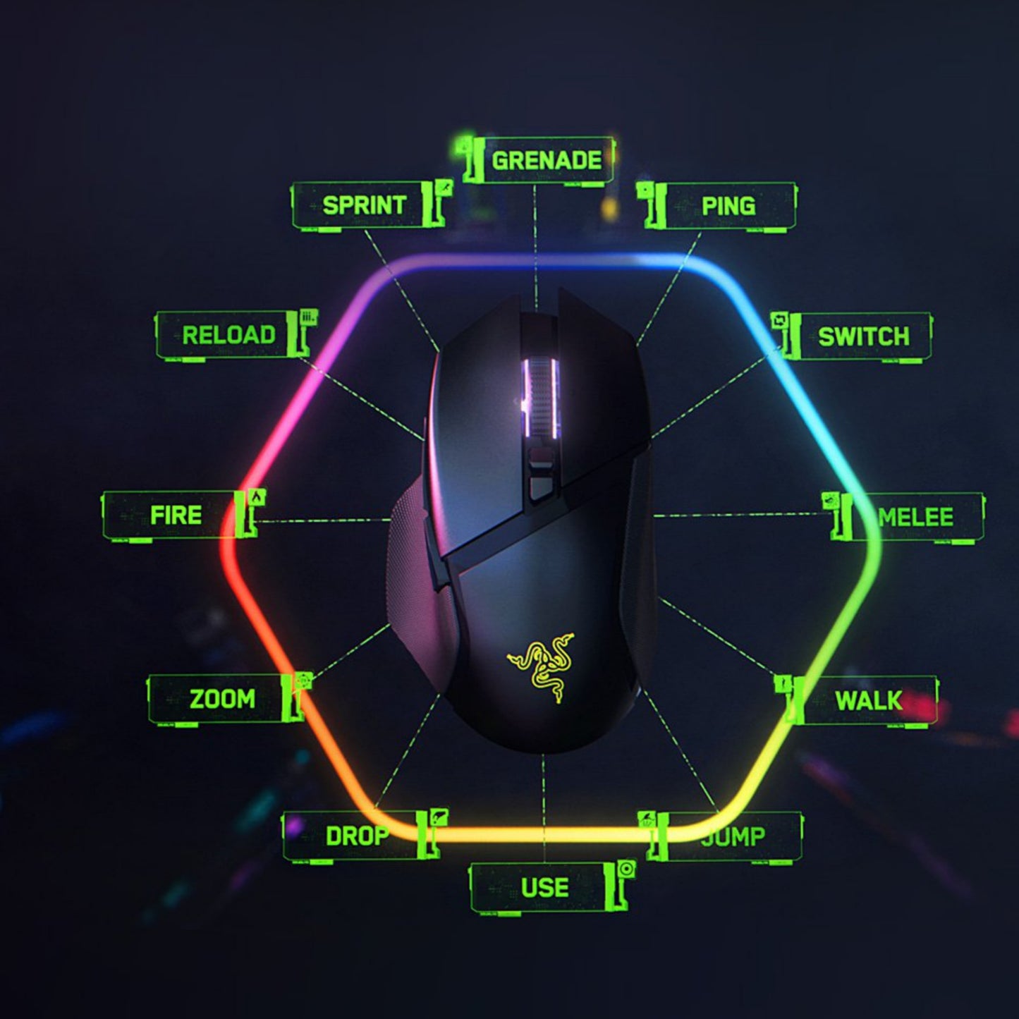 Razer Basilisk V3 Pro - Black Customizable Wireless Gaming Mouse with Razer HyperScroll Tilt Wheel