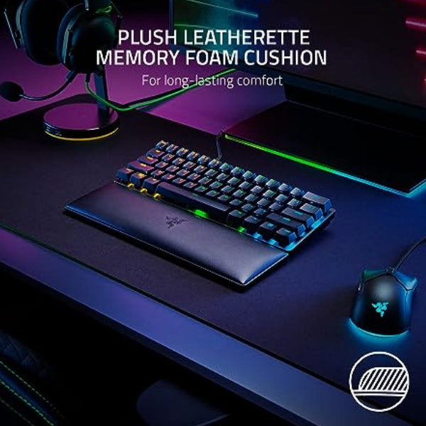 Razer Ergonomic Wrist Rest for Mini Keyboards: Plush Leatherette Memory Foam Cushion - Anti-Slip Rubber Feet
