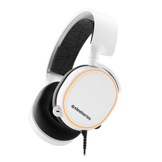 SteelSeries Arctis 5, RGB Illuminated Gaming Headset with DTS Headphone: X 7.1 Surround for PC, PlayStation 4, VR, Android and iOS, USB or 4-Pole 3.5mm – White