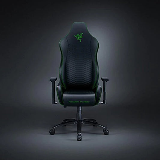 Razer Iskur X Ergonomic Gaming-Chair: Ergonomically Designed for Hardcore Gaming - Multi-Layered Synthetic Leather - High-Density Foam Cushions - 2D Armrests - Steel-Reinforced Body - Black/Green