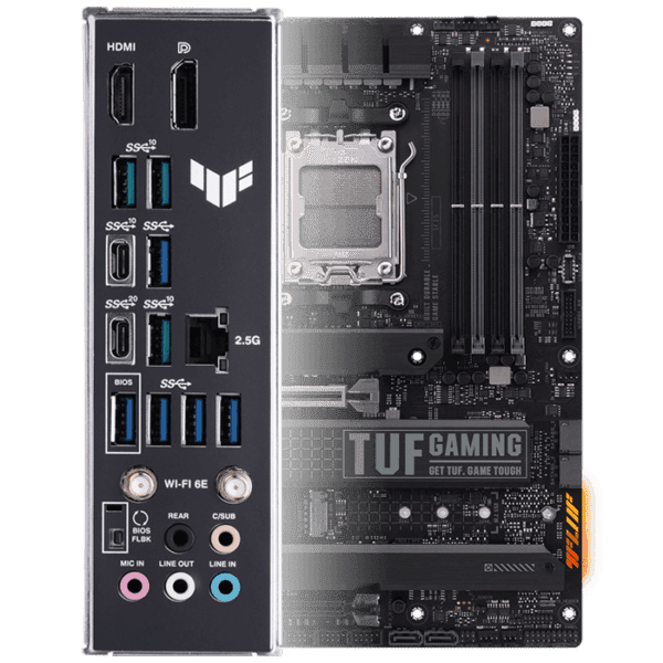 ASUS TUF GAMING X670E-PLUS WIFI AMD AM5 ATX Gaming Motherboard with DDR5 and PCIe 5.0