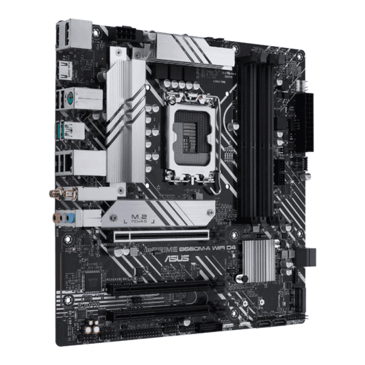 ASUS Prime B660M-A WiFi D4 Intel® B660 (LGA 1700) mATX motherboard with PCIe 4.0, two M.2 slots, Intel® 1Gb Ethernet, Intel® Wi-Fi 6 , DP,2 x HDMI® , rear USB 3.2 Gen 2, front USB 3.2 Gen 1 Type-C, Aura Sync