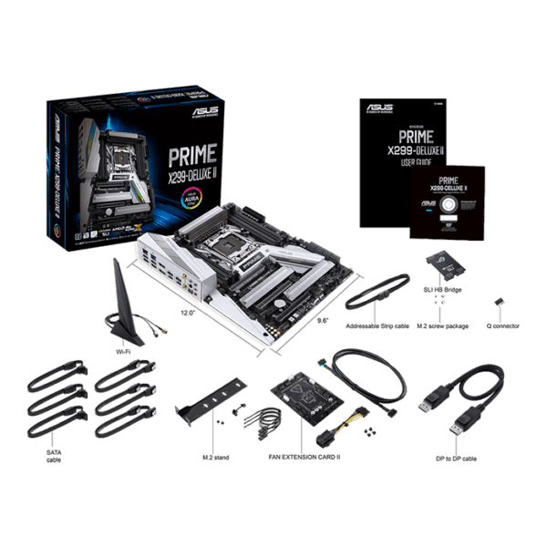 ASUS PRIME X299-DELUXE II Intel LGA 2066 ATX motherboard with enhanced VRM and M.2 heatsink design, DDR4