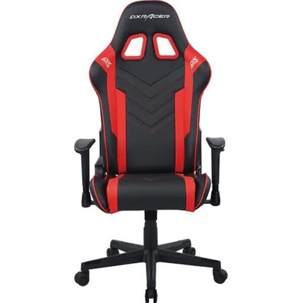 DXRacer Prince Series P132 Gaming Chair, 1D Armrests with Soft Surface, Black and Red