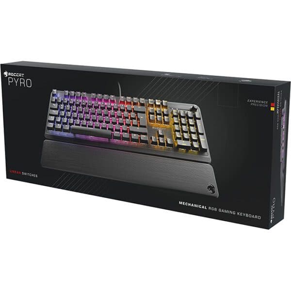 Rockat Pyro Mechanical Gaming Keyboard with UK Lightning Design, Black