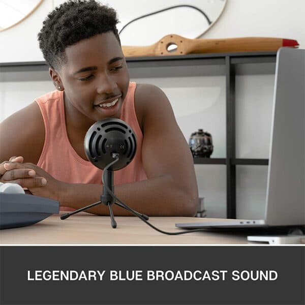 Logitech Blue Snowball Ice USB Microphone, 40-18 kHz Frequency Response, Cardioid Polar Patterns, USB Cable, For Recording / Streaming / Podcasting, Black