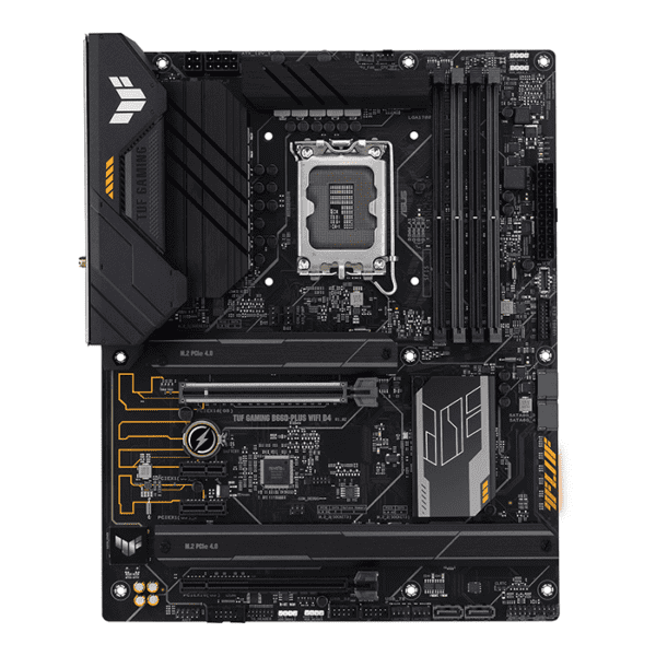 Asus TUF Gaming B660 PLUS WiFi D4 Intel® B660 (LGA 1700) ATX motherboard with PCIe 5.0 slot, three PCIe 4.0 M.2 slots, 10+1 DrMOS, Intel® 2.5Gb Ethernet, DisplayPort, HDMI, front USB 3.2 Gen 2 Type-C®, Aura Sync