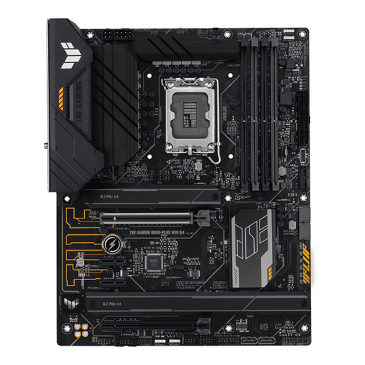 Asus TUF Gaming B660 PLUS WiFi D4 Intel® B660 (LGA 1700) ATX motherboard with PCIe 5.0 slot, three PCIe 4.0 M.2 slots, 10+1 DrMOS, Intel® 2.5Gb Ethernet, DisplayPort, HDMI, front USB 3.2 Gen 2 Type-C®, Aura Sync