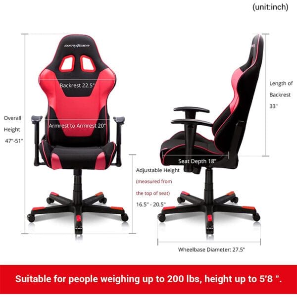 DXRacer Formula Series Conventional Mesh and PVC Leather FD101 – Gaming Chair, Black and Red