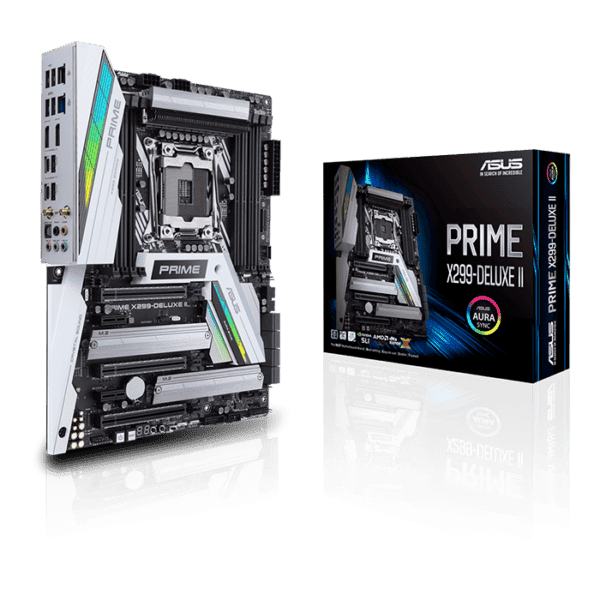 ASUS PRIME X299-DELUXE II Intel LGA 2066 ATX motherboard with enhanced VRM and M.2 heatsink design, DDR4
