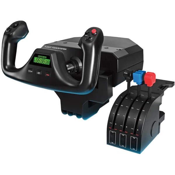 Logitech G Saitek PRO Flight Yoke System, Professional Simulation Yoke and Throttle Quadrant, 3 Modes, 75 Programmable Controls, Configurable Throttle Knobs, Steel Shaft, USB, PC – Black