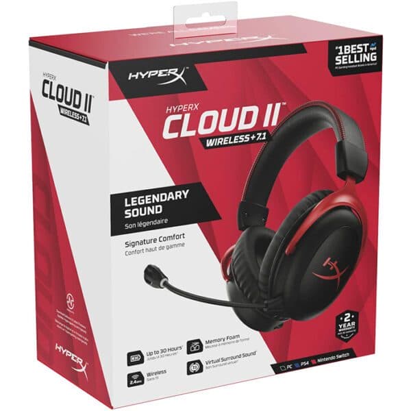 HyperX Cloud II Wireless – Gaming Headset (Black-Red)