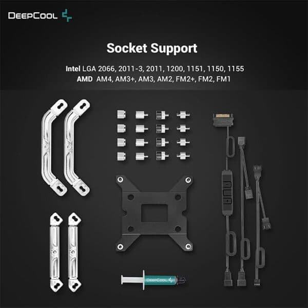DeepCool AS500 Plus White CPU Air Cooler, Universal RAM Height Compatibility, Two 140mm PWM Fan, A-RGB Top Cover, 5 Heat Pipe Design for Intel Core/AMD Ryzen CPUs