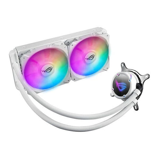 Asus ROG Strix LC 240 RGB AIO Liquid CPU Cooler White edition, with Aura Sync, and dual ROG 120mm addressable RGB radiator fans