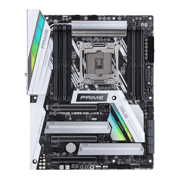 ASUS PRIME X299-DELUXE II Intel LGA 2066 ATX motherboard with enhanced VRM and M.2 heatsink design, DDR4