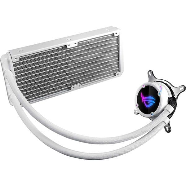 Asus ROG Strix LC 240 RGB AIO Liquid CPU Cooler White edition, with Aura Sync, and dual ROG 120mm addressable RGB radiator fans