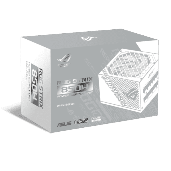 Asus ROG Strix 850W PSU, 80 Plus Gold, Frozen Silence, Fully Modular, Dual Ball Fan Bearing White