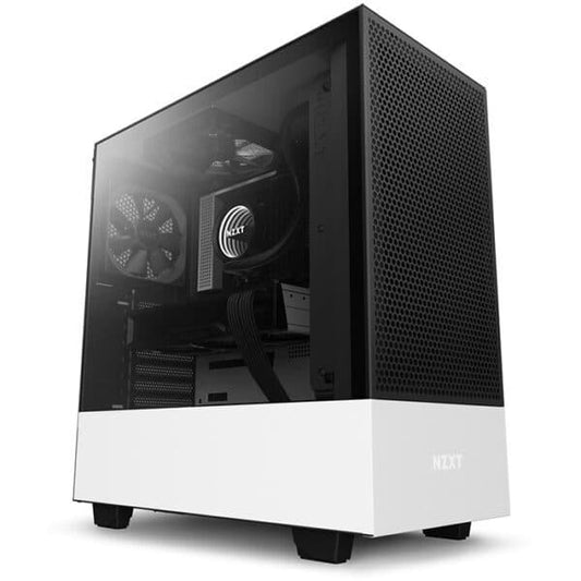 Nzxt H510 Flow Mid Tower Tempered Glass Computer Case - White I Gaming Cabinet Support Mini-ITX, MicroATX, ATX Motherboard 2 x 120 mm Fan Included, White