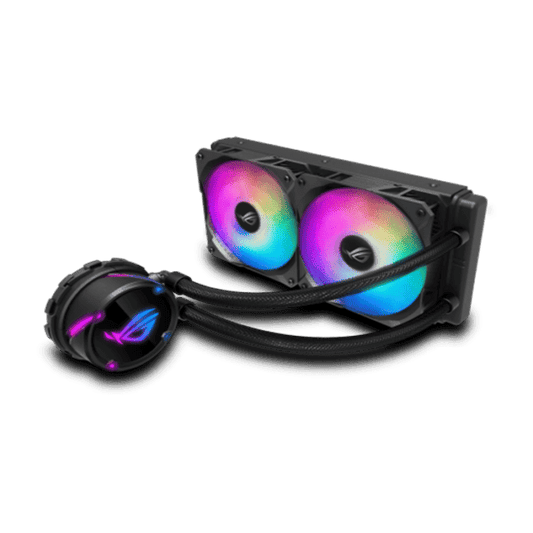 Asus ROG Strix LC 240 RGB AIO Liquid CPU Cooler with Aura Sync, and dual ROG 120mm addressable RGB radiator fans