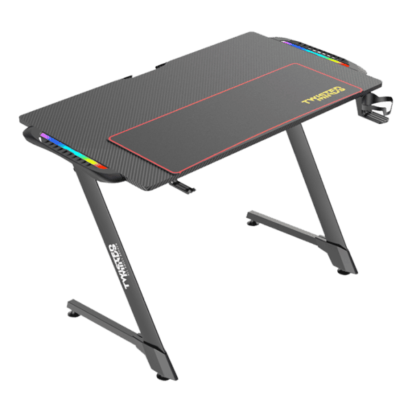 Twisted Minds Z Shaped Gaming Desk Carbon fiber texture – RGB