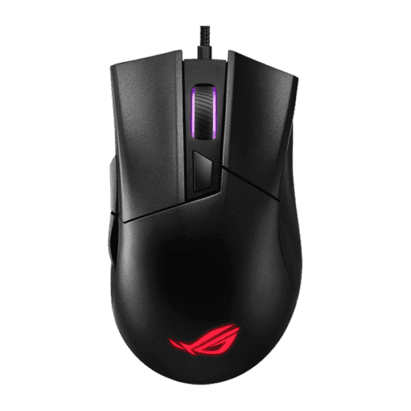 ROG Gladius II Core  ROG Gladius II Core lightweight, ergonomic, wired optical gaming mouse with 6200-dpi sensor, ROG-exclusive switch-socket design and Aura Sync lighting