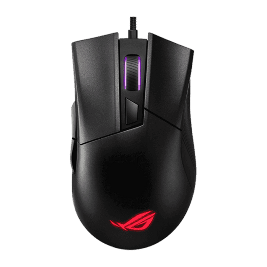 ROG Gladius II Core  ROG Gladius II Core lightweight, ergonomic, wired optical gaming mouse with 6200-dpi sensor, ROG-exclusive switch-socket design and Aura Sync lighting