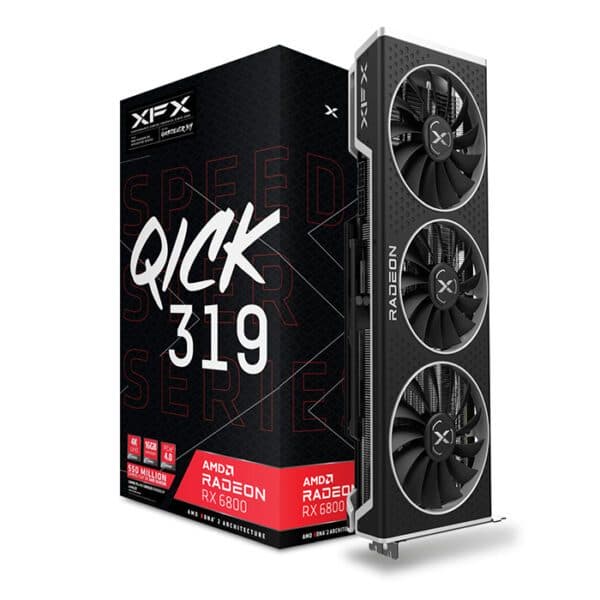 XFX Speedster QICK 319 AMD Radeon RX 6800 BLACK Gaming Graphics Card with 16GB GDDR6, AMD RDNA 2