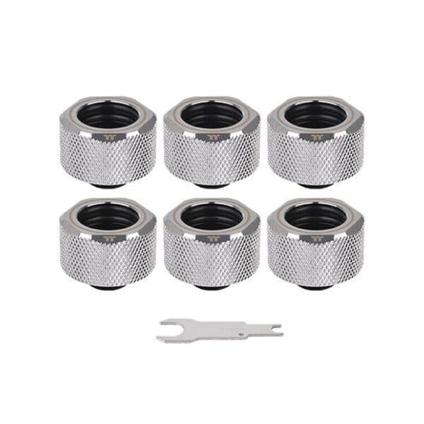 Thermaltake Pacific C-PRO G1/4 PETG Tube 16mm OD Compression – Chrome (6-Pack Fittings)