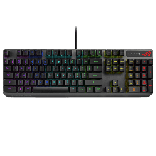 ROG Strix Scope RX optical RGB gaming keyboard for FPS gamers, with ROG RX Optical Mechanical Switches, all-round Aura Sync RGB illumination, IP56 water and dust resistance, USB 2.0 passthrough, and alloy top plate