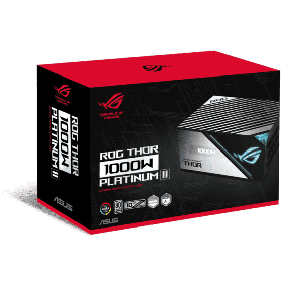 Asus Rog Thor 1000P2 OLED Power Supply Unit, 1000W Output, 80 Plus Platinum II, Aura Sync