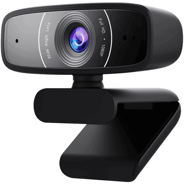 ASUS Webcam C3 USB camera with 1080p 30 fps recording, beamforming microphone for live-streaming