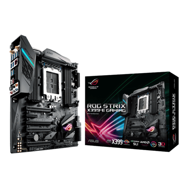 ASUS ROG STRIX X399-E GAMING AMD X399 EATX Gaming Motherboard Aura Sync RGB LED lighting, 802.11ac Wi-Fi, DDR4 3600MHz, Dual M.2, SATA 6Gbps and a USB 3.1 Gen 2 front panel connector