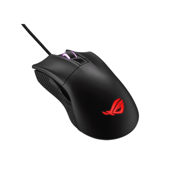 ROG Gladius II Core  ROG Gladius II Core lightweight, ergonomic, wired optical gaming mouse with 6200-dpi sensor, ROG-exclusive switch-socket design and Aura Sync lighting