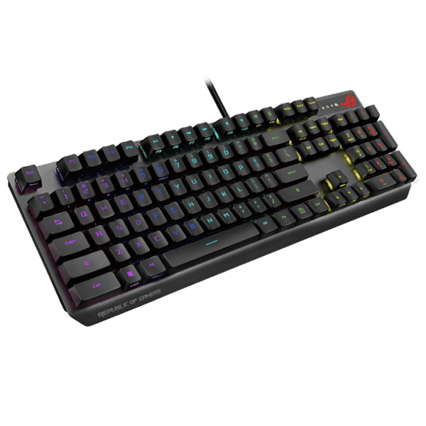 ROG Strix Scope RX optical RGB gaming keyboard for FPS gamers, with ROG RX Optical Mechanical Switches, all-round Aura Sync RGB illumination, IP56 water and dust resistance, USB 2.0 passthrough, and alloy top plate