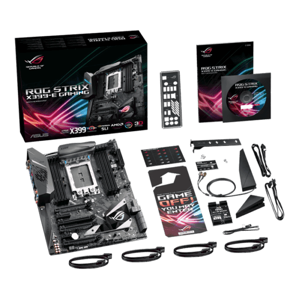 ASUS ROG STRIX X399-E GAMING AMD X399 EATX Gaming Motherboard Aura Sync RGB LED lighting, 802.11ac Wi-Fi, DDR4 3600MHz, Dual M.2, SATA 6Gbps and a USB 3.1 Gen 2 front panel connector