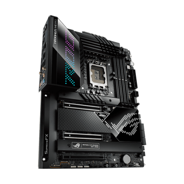ASUS Rog Maximus Z690 Hero Intel® Z690 ATX motherboard with 20+1 power stages, DDR5, Five M.2, USB 3.2 Gen 2x2 front-panel connector, Dual Thunderbolt™ 4, PCIe® 5.0, Onboard WiFi 6E and Aura Sync RGB lighting