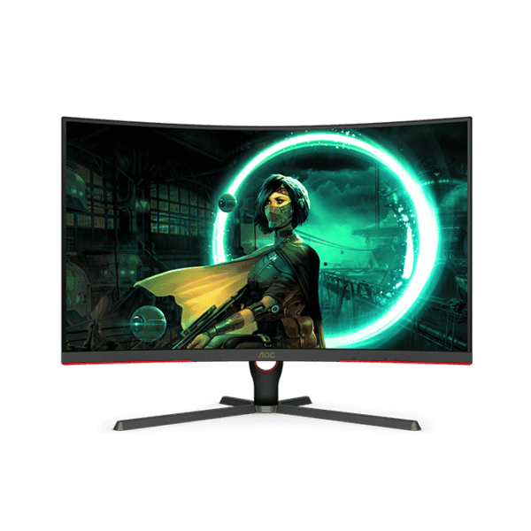 AOC C32G3E 31.5-Inch (VA / 1000R) Curved Gaming Monitor, 1920 × 1080 (FHD), HDR Visual, 165Hz, 1ms, HDMI 1.4 x 2, DisplayPort 1.2 x 1, FreeSync Premium tear-free immersion Black & Red