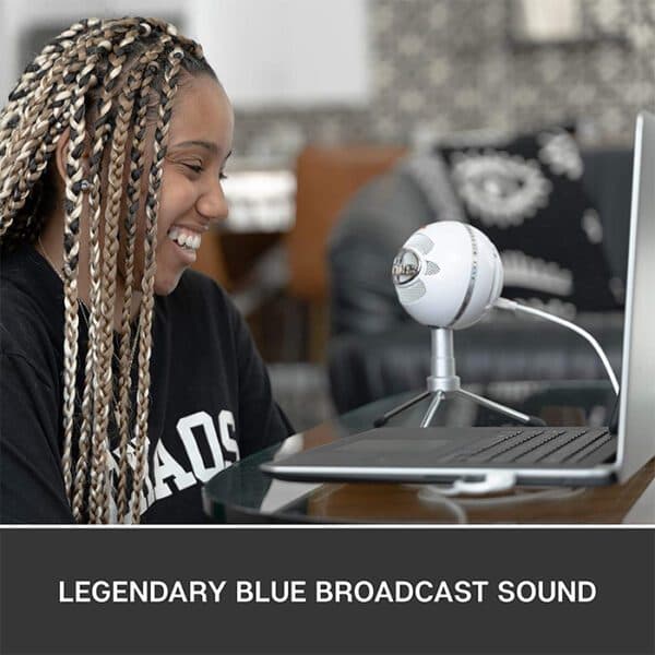 Logitech Blue Snowball Ice USB Microphone, 40-18 kHz Frequency Response, Cardioid Polar Patterns, USB Cable, For Recording / Streaming / Podcasting, White