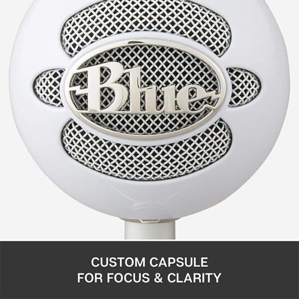 Logitech Blue Snowball Ice USB Microphone, 40-18 kHz Frequency Response, Cardioid Polar Patterns, USB Cable, For Recording / Streaming / Podcasting, White