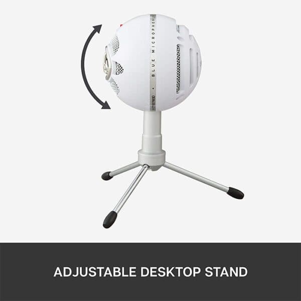 Logitech Blue Snowball Ice USB Microphone, 40-18 kHz Frequency Response, Cardioid Polar Patterns, USB Cable, For Recording / Streaming / Podcasting, White